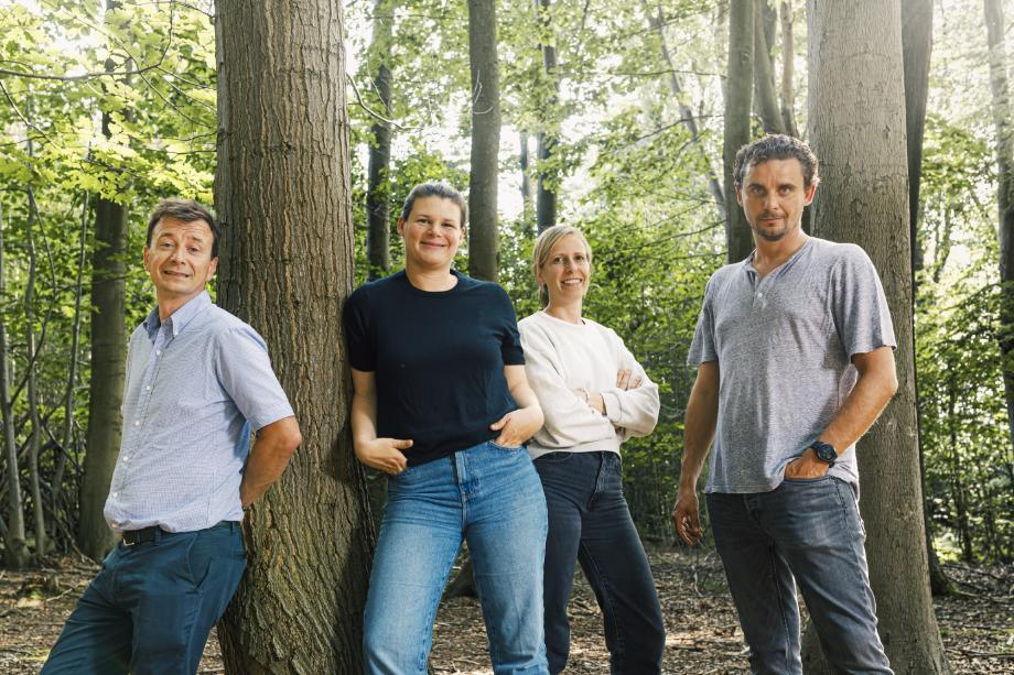 Het management van Aksis samen in een bos.